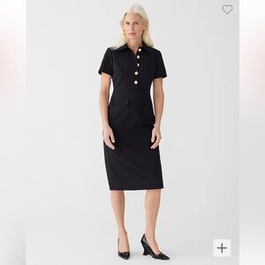 J. Crew Collared Sheath Dress in Bi-Stretch Wool Blend Black Size 24 BY788 New